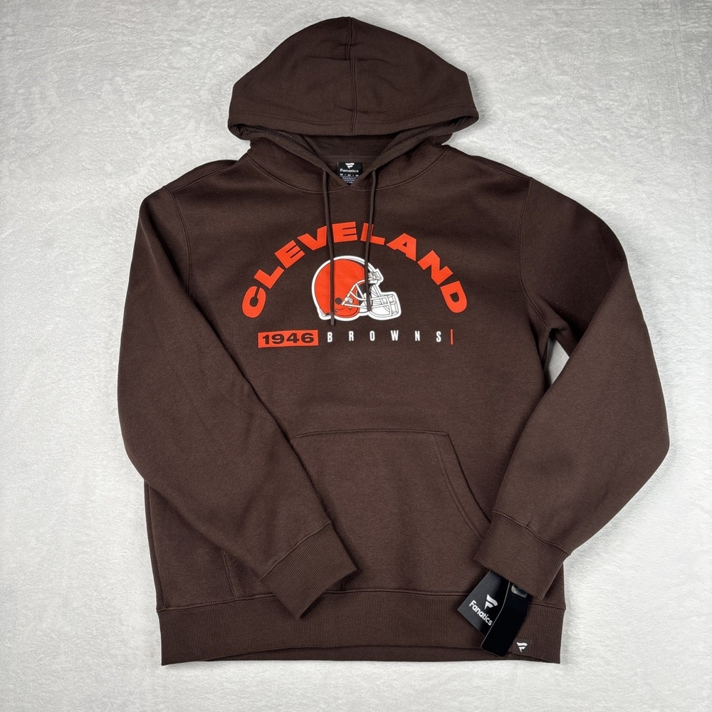 Fanatics Cleveland Browns Football Hoodie Mens Medium Brown Orange